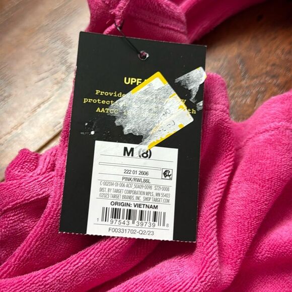 NWT Art Class Medium (8) Solid Pink Terry Cover Up Dress Swim Cut Out - Picture 6 of 6